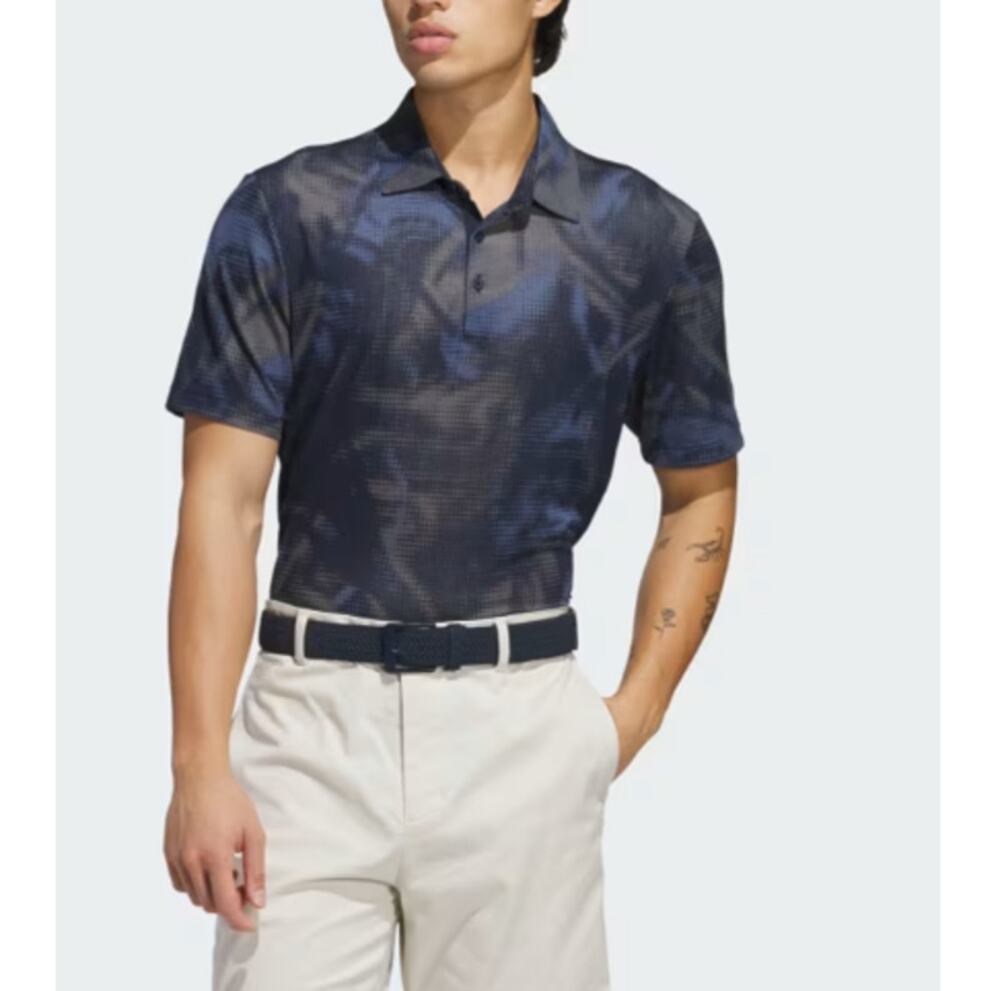 Adidas Collegiate Navy Ultimate365 Printed Mesh Polo Shirt Size M